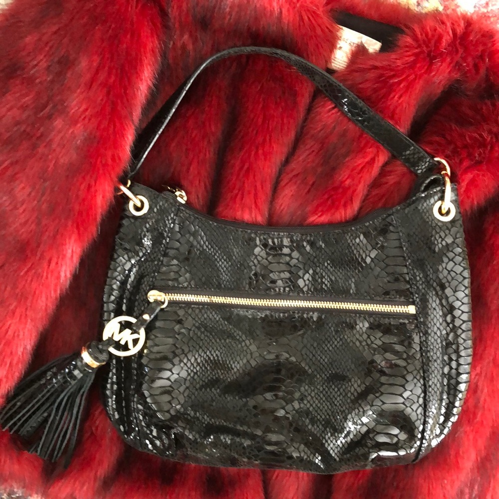 Michael Kors Black Snake Embossed